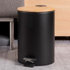 国境を越えた家庭用竹蓋が静かなゴミ箱寝室の足踏み式古紙かご蓋付きトイレごみ収納桶