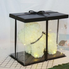 跨境情人节玫瑰花小狗仿真花香皂花创意永生花抱抱熊礼盒生日礼物