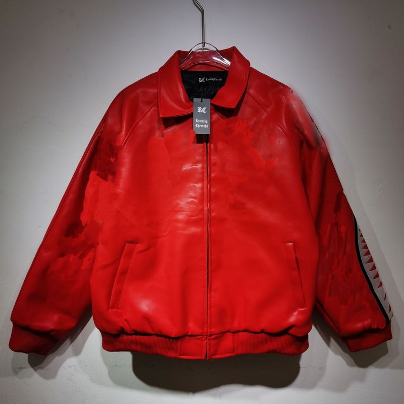 跨境美潮原创设计加工美式宽松版型皮衣机车服重工刺绣男女同款潮|undefined