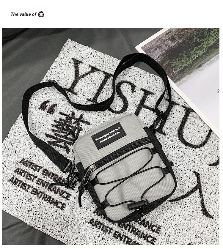 67g Weight Zipper Closure Type Single Shoulder Strap Strap Type Crossbody Bag Bags Type Nylon Material Letter Pattern Streetwear Style Square Shape Khaki, Light Grey, White, Black Color Small Size Small Nylon Letter Streetwear Square Zipper Crossbody Bag 28