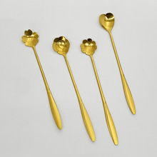 不锈钢花勺长柄向日葵心形花瓣冰勺樱花勺甜品勺咖啡搅拌勺燕窝勺