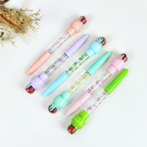 Internet celebrity bubble blowing pen multifunctional 5-in-1 light roller seal children's magic creative ballpoint pen