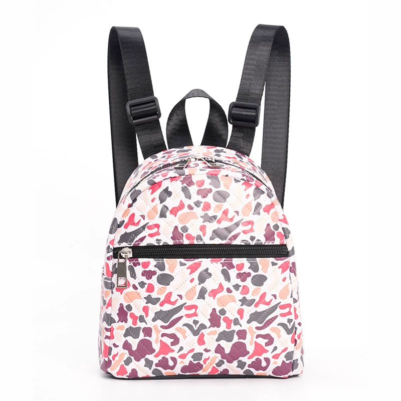 Mini backpack shoulder bag, compact multicoloured design, quilted, 18×19×10 cm