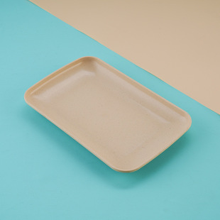 Wheat Straw Thickened Barbecue Plate Sushi Plate Flat Bottom Plate Rice Bowel Plate Rectangular Plate
