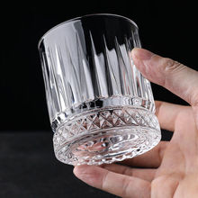 日式水晶玻璃洋酒杯古典条纹威士忌酒杯酒吧伏特加酒杯啤酒杯子