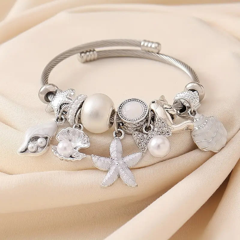 Panjia Bracelet Cross-Border Popular DIY Beaded Bracelet Starfish Shell Dolphin Pearl Ocean Style Fashion Jewelry