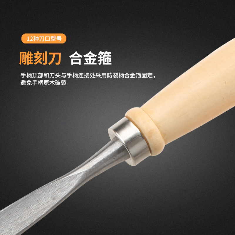 Juego de Herramientas de Tallado de Madera 12 Piezas, Cinceles, Carpintería