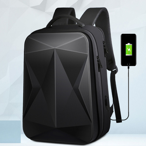 Cross-border 2024 new Korean version large capacity hard shell computer bag laser rhombus business backpack men's backpack