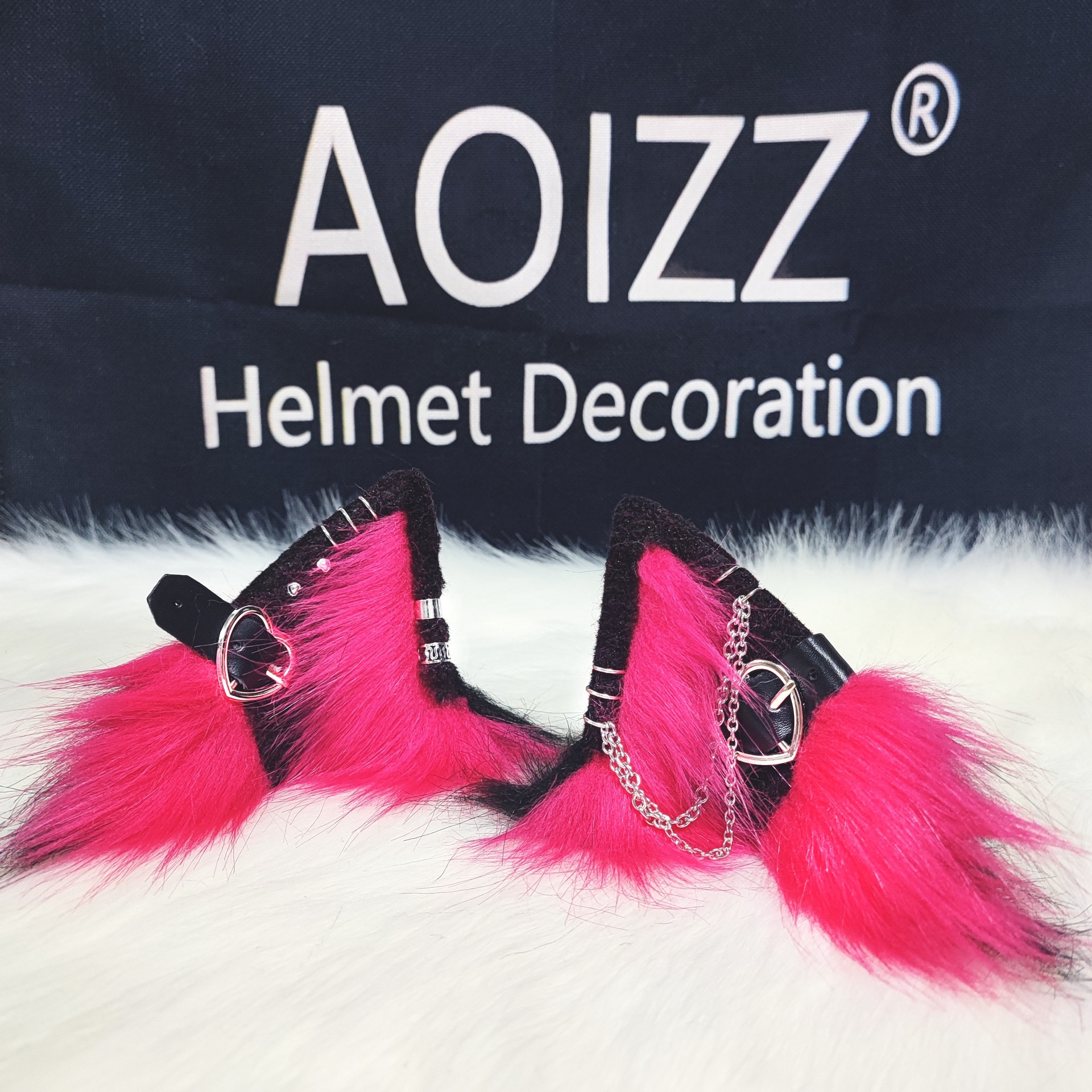 Auto Parts and Accessories: Other Helmet Decoration Accessories - rose-red-metal-wolf-ears