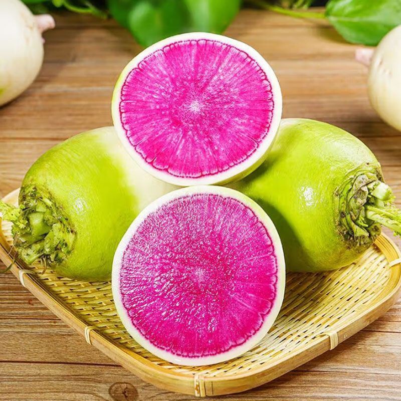 Xinlimei Fruit Radish, Sweet and Crunchy, Fruit-Type, Fresh and Authentic from Weifang Weixian, Suitable for Eating Raw, 5 Green-Skinned Red-Heart Radishes