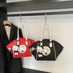 甘いクール風kitty猫刺繍野球バッグ2025新型シンプルカジュアル外出大容量ショルダーバッグシングル肩