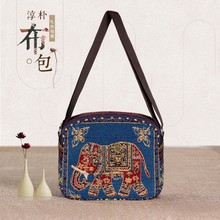 民族风斜挎包外贸跨境刺绣帆布包女绣花大象猫头鹰单肩包刺绣风