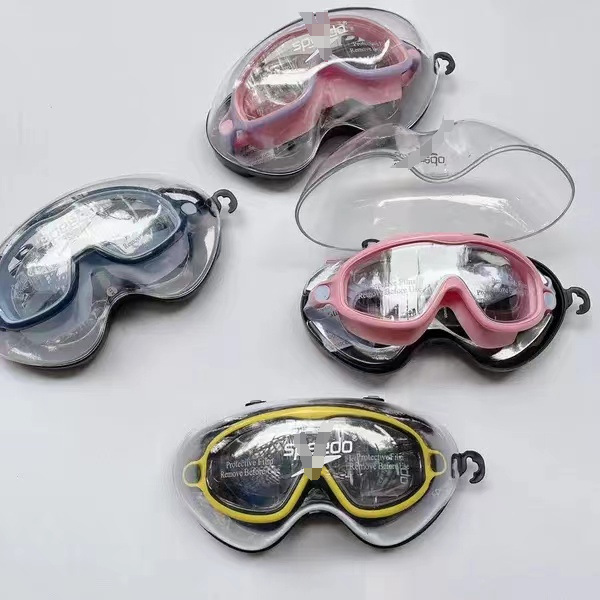 패션 국경 인기있는 어린이 대형 프레임 수영 고글 HD 전기 도금 안개 방지 수영 고글 소년 소녀 어린이 수영 고글