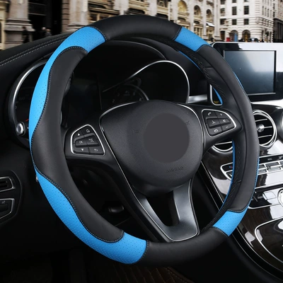 Wheel Cover for All Seasons, Steering wheel cover - xf620-black-and-blue-38cm