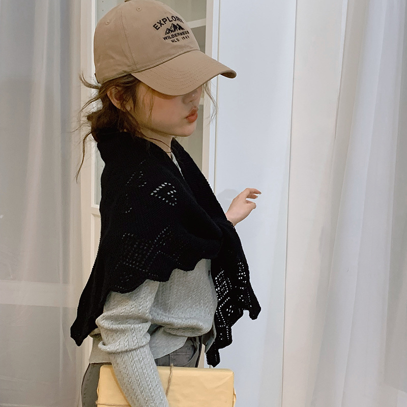 Bufanda de punto hueca para mujer, estilo coreano, capa fina, estilo occidental, bufanda triangular, chaleco, aire acondicionado, chal cálido