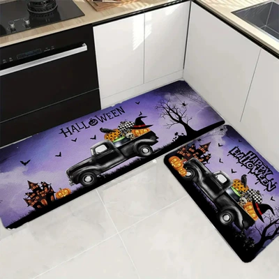 Cross-border floor mat, water-absorbing and oil-absorbing kitchen mat, entrance door mat, Halloween pumpkin car floor mat, in stock (Avtomobil döşəmə paspasları) - pumpkin-car-4060cm