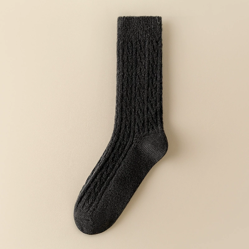 Women’s mid‑tube winter wool socks, solid colors, warm (mid‑calf)