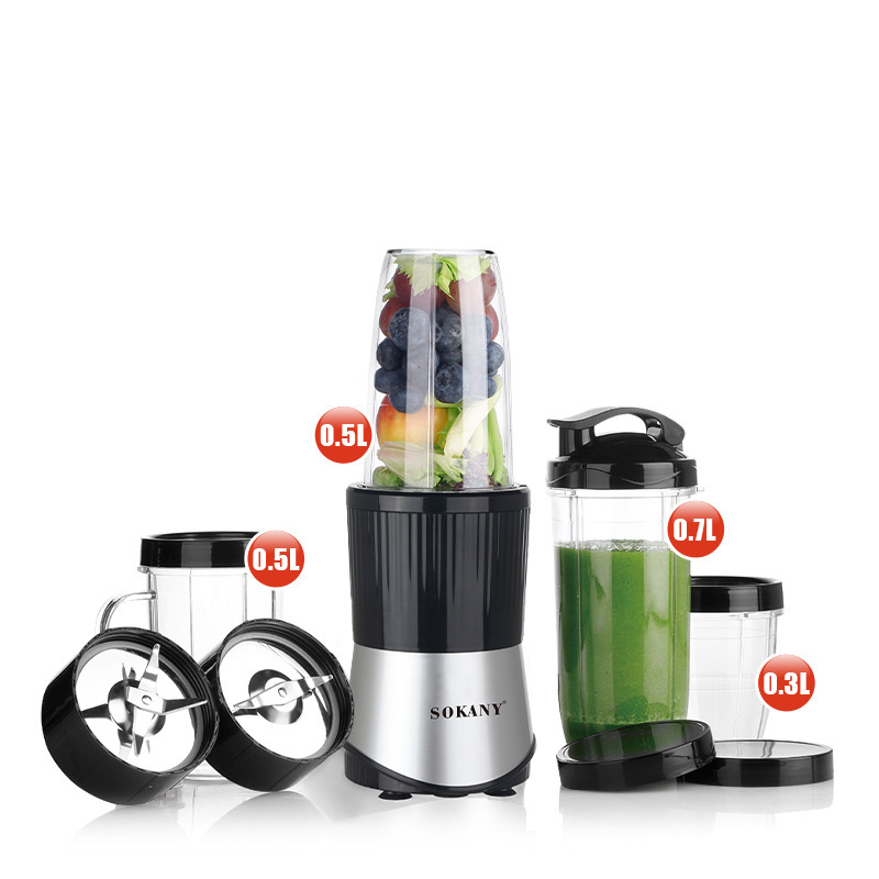 6-in-1 Multi-Purpose Blender, 900W High-Speed Smoothie Maker With 3 Cups (0.3L/0.5L/0.7L), Food Processor & Juicer For Shakes, Chopping & Grinding _voghion.com