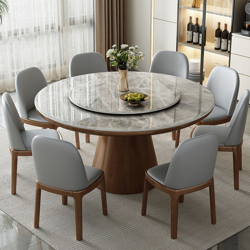 Luxury and simple Nordic modern style Italian home high-end small apartment octagonal chair solid wood round table 