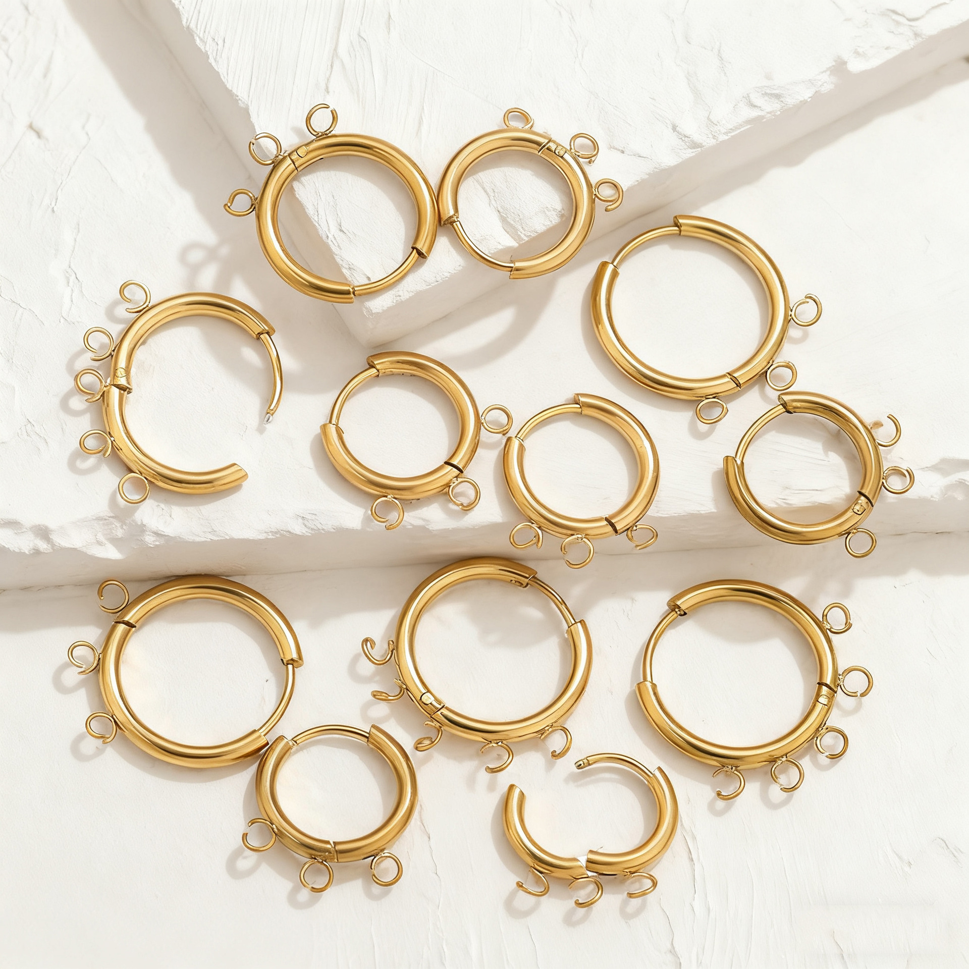 golden design earrings stainless steel