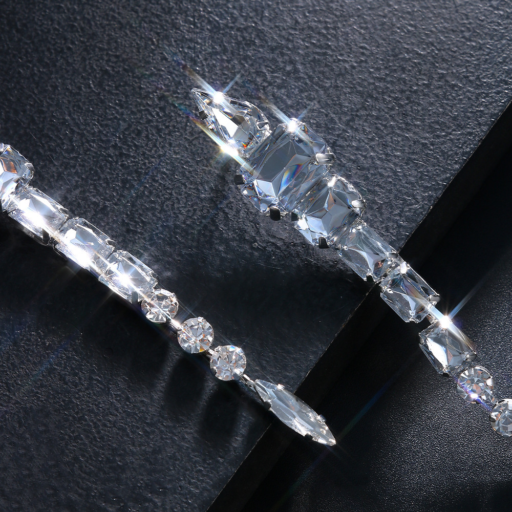 Drop Earrings Classification Retro Square Water Droplets Alloy Rhinestone Drop Earrings