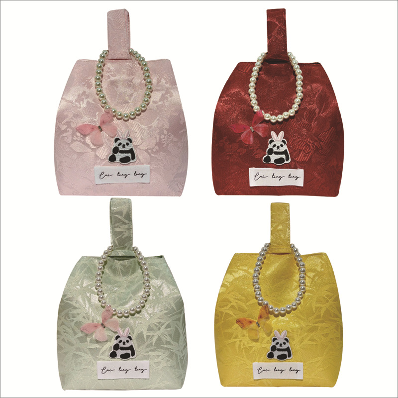 珍珠刺绣新中式布艺礼品袋法式中国风伴手礼盒婚庆文创手提袋