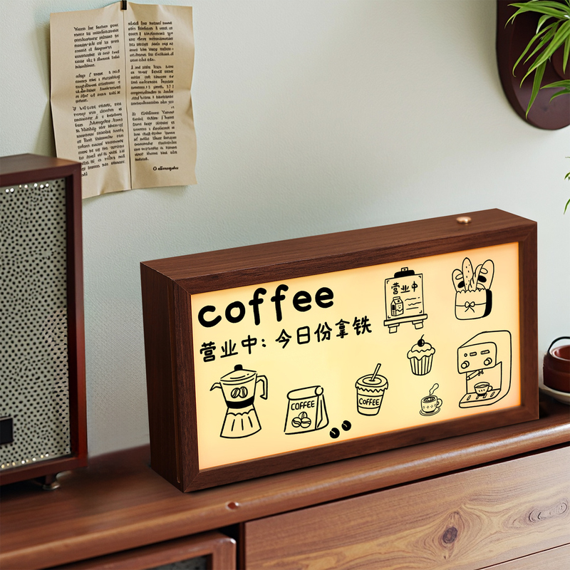 Coffee Corner Light Box DIY Atmosphere Desktop Decoration Led Night Light Picture Frame Living Room Bedroom Ins Home Decor with a High-End Feel