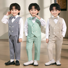 男童马甲套装春夏新款花童婚礼服宝宝生日周岁礼服英伦绅士演出服