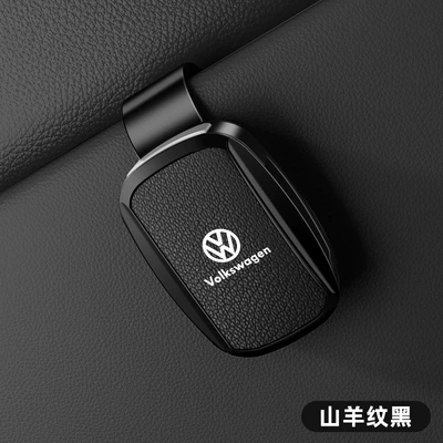 Style, Card and Ticket Holder, Car Glasses Clip/Bill Clip - volkswagen-glasses-clip-y002-leather-style-goat-pattern-black