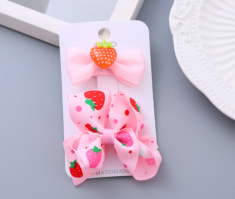 20g Weight Hair Clip Hair Accessories Type Yes Quantity Daily, Street Occasion Cherry, Strawberry, Bow Knot Pattern Girl'S Gender Sweet Style Girl's Sweet Cherry Strawberry Bow Knot Cloth Hair Clip 4