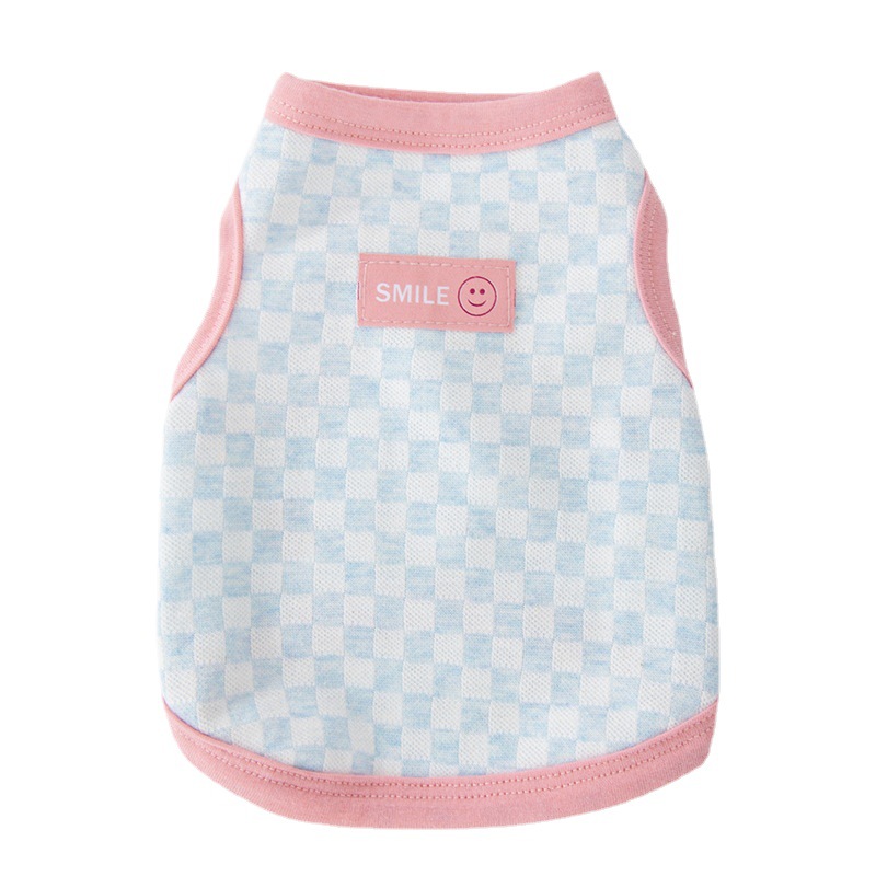 Chessboard Plaid chaleco gatito ropa primavera y verano británico corto Gato Azul marioneta gatito mascota perro de dos patas chaleco