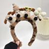 Demi-season plush funny headband, face mask for face washing, hairpins, cartoon hair accessory, internet celebrity