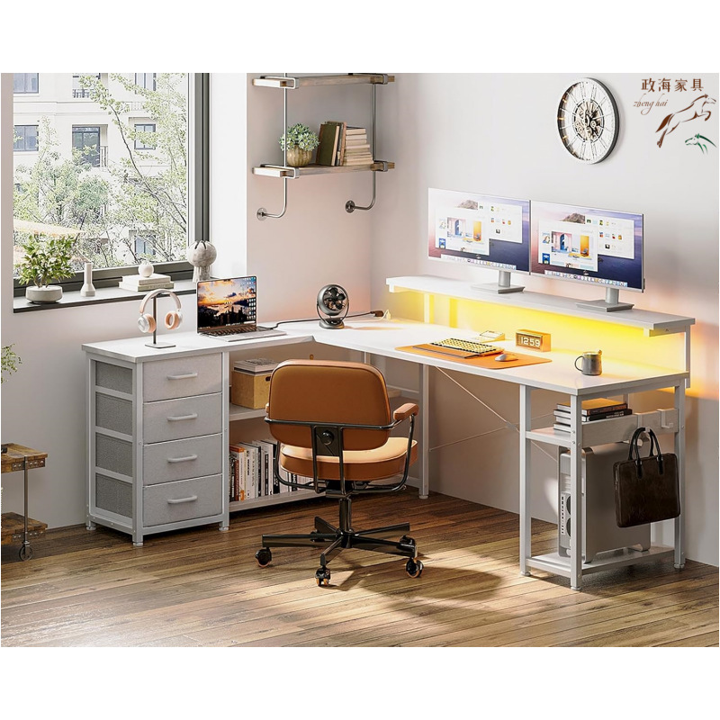 Manufacturer's Customized L-Shaped Computer Desk with Steel Frame, USB and Power Socket, Customizable Color Panel Office Desk Manufacturer's Customized L-Shaped Computer Desk with Steel Frame, USB and Power Socket, Customizable Color Panel Office Desk