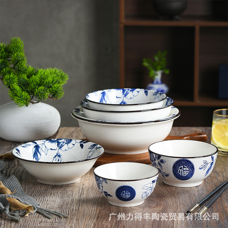 Fumantang Bowl Commercial Set: Large Bowls, Rice Bowls, Soup Bowls, Conical Bowls, Instant Noodle Bowls, Vintage Ceramic Bowls, Chinese Style Fumantang Bowl Commercial Set: Large Bowls, Rice Bowls, Soup Bowls, Conical Bowls, Instant Noodle Bowls, Vintage Ceramic Bowls, Chinese Style