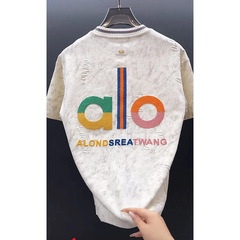 潮流时尚新品夏季休闲百搭轻奢高级感舒适宽松圆领男士短袖上衣