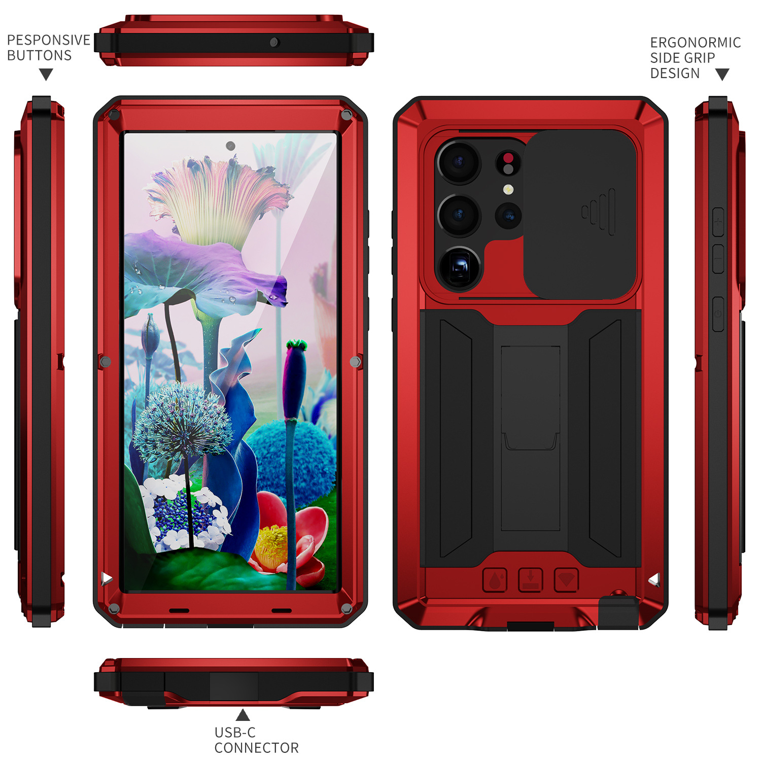 Adecuado para Samsung s24U soporte S25Ultra funda para teléfono anti-caída s23U funda protectora de silicona con todo incluido estilo explosivo transfronterizo