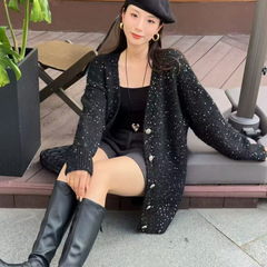 濮院羊毛衫开衫外套亮丝大衣慵懒风老钱风高品质中长款毛衣韩版女