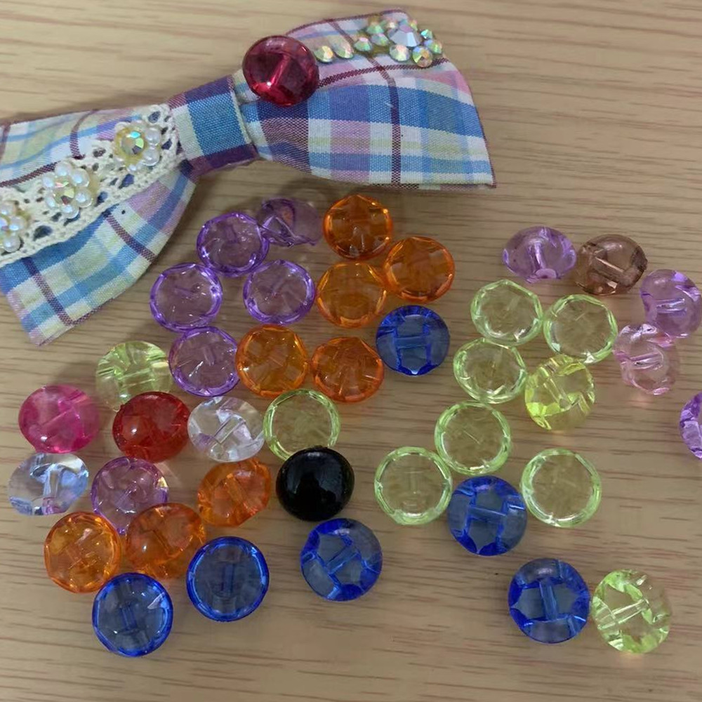 小额批发服装辅料亚克力透明水晶手缝纽扣彩色仿宝石圆形钮扣头饰