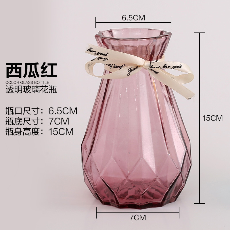 Jarrón de cristal sencillo de estilo europeo, jarrón de flores transparente y colorido para sala de estar, recipiente de cerámica, jarrón decorativo para escritorio y sala de estar