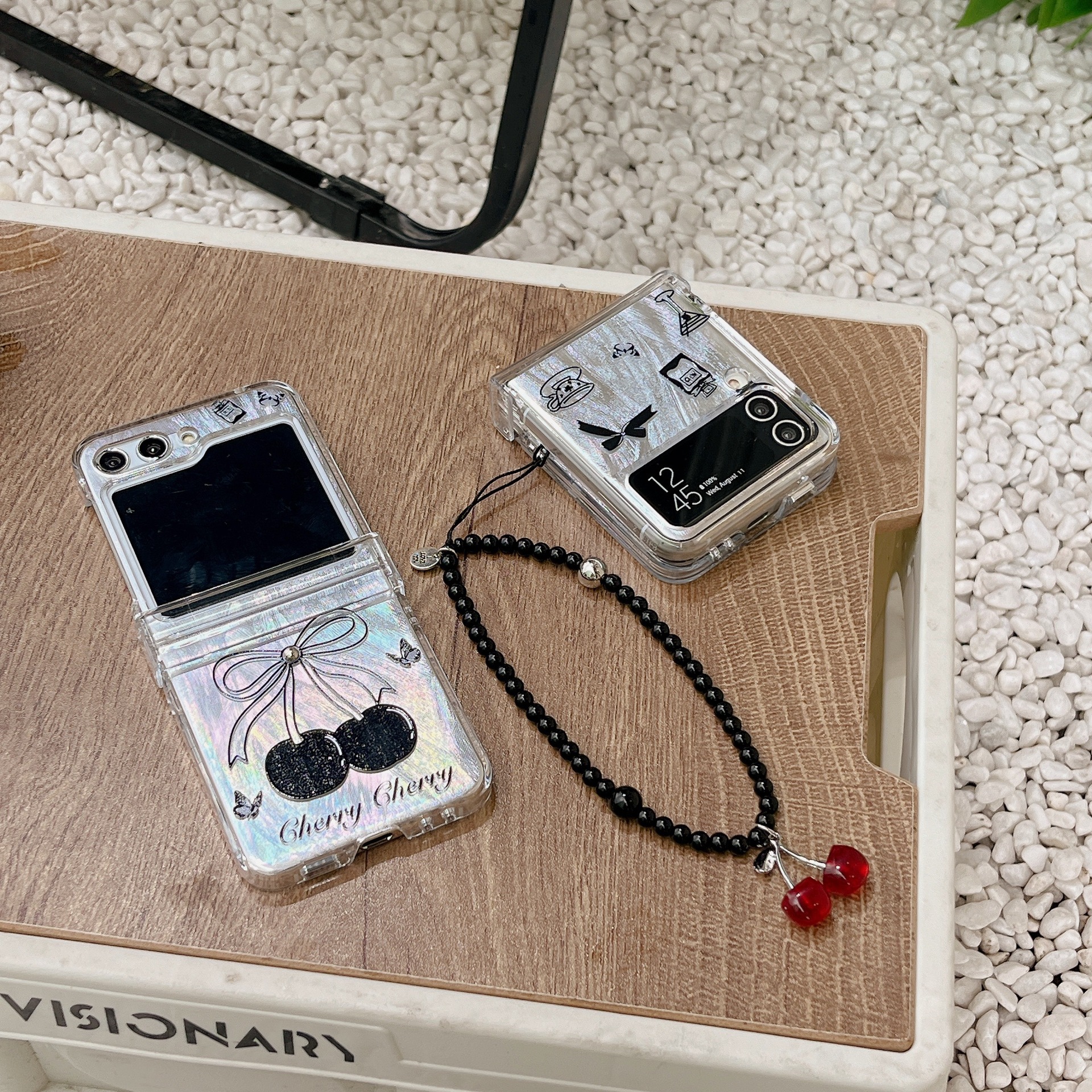 Cherry Butterfly for Samsung Galaxy Z Flip5 Phone Case Electroplated Zflip4/3 Folding Screen Saver Sheath_voghion.com
