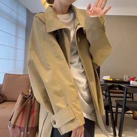 卡其色短款风衣外套女2024新款早春秋小个子感超好看韩系日系