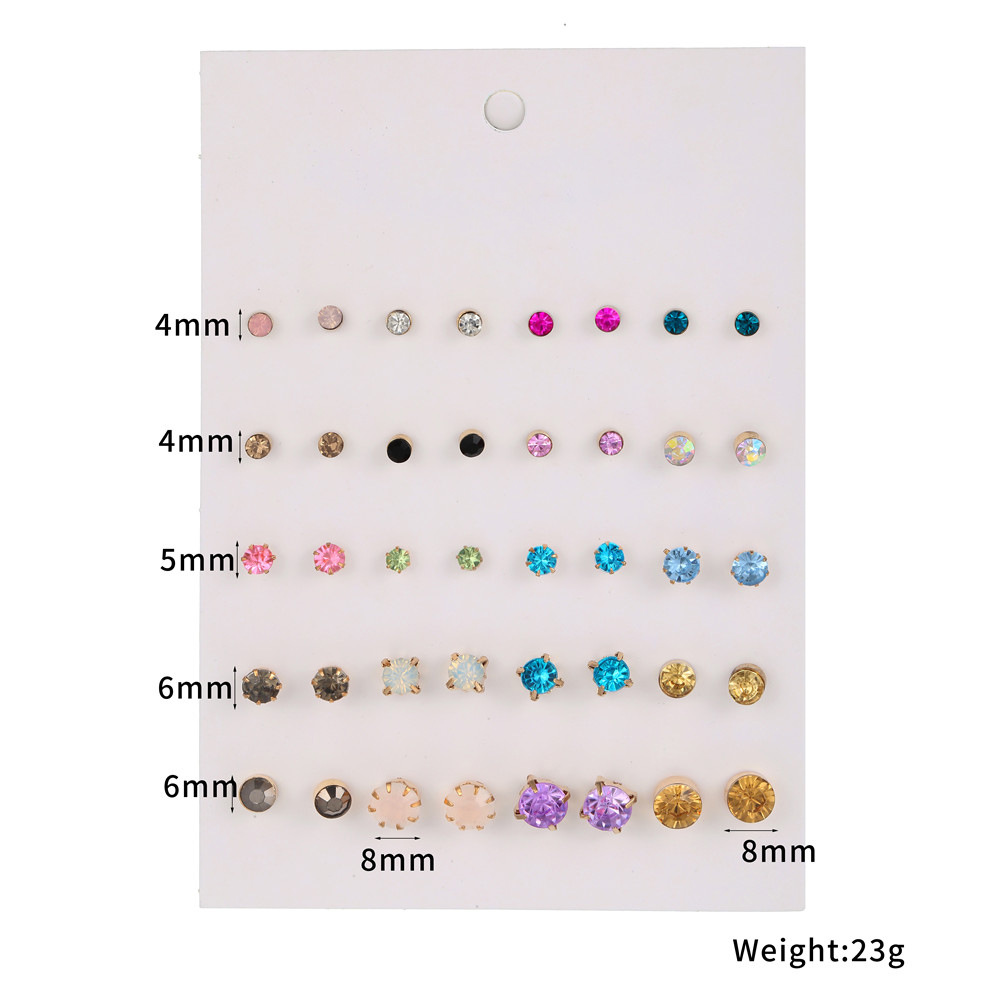 Vente En Gros Bijoux Couleur Géométrique Strass Boucles D&#39;oreilles Ensemble Nihaojewelry display picture 1