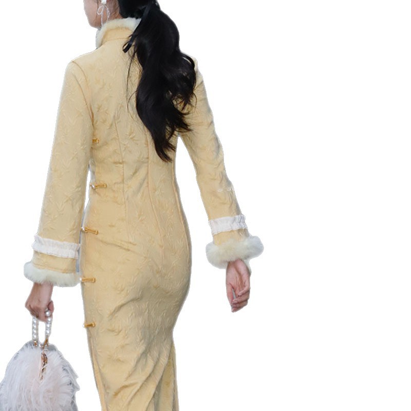 New Chinese-style Fleece-lined Thickened Improved Cheongsam, 2025 New Model, Youthful Sophisticated, Autumn And Winter_ecoleips.com