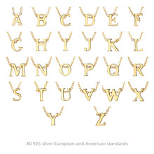 跨境新款S925纯银项链时尚百搭26字母锁骨链轻奢小众高级感饰品女