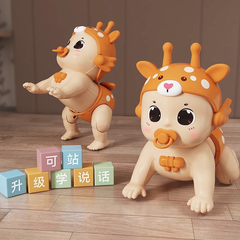 Baby crawling toy, "Call Mom & Dad" guided baby tool, 6-12 months electric crawling doll with recording function, wholesale