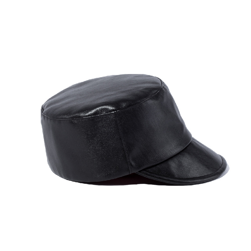 HJ74-羊纹皮软舌平顶帽