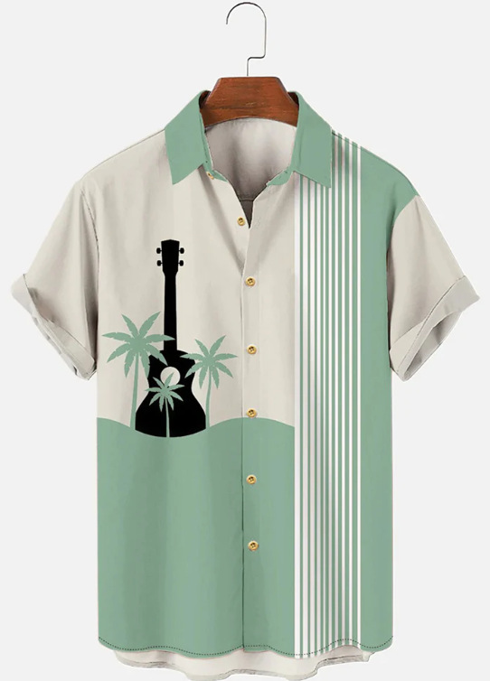 Trend de moda para hombres transfronterizos Camisa de manga corta hawaiana Camisa estampada digital 3D Transfronteriza Amazon