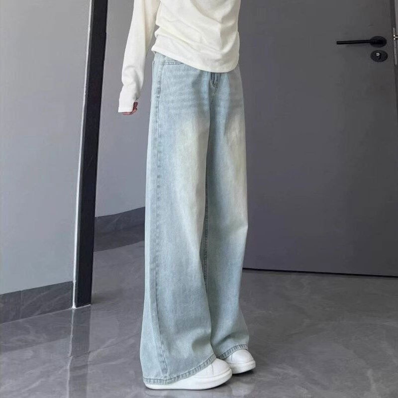 Plus-Size Light Blue Straight-Leg Jeans for Women, Summer Thin Style, Flattering for Pear-Shaped Body, High-Waisted Loose Wide-Leg Pants Plus-Size Light Blue Straight-Leg Jeans for Women, Summer Thin Style, Flattering for Pear-Shaped Body, High-Waisted Loose Wide-Leg Pants