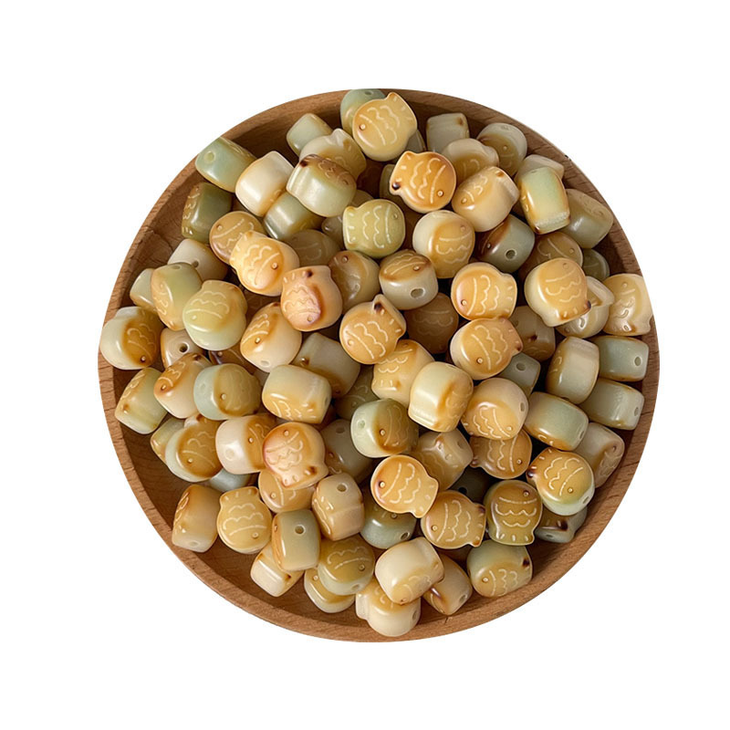 菩提根雕刻件炭烧稠鱼散珠佛珠手链手串文玩DIY串珠饰品配饰批发|undefined