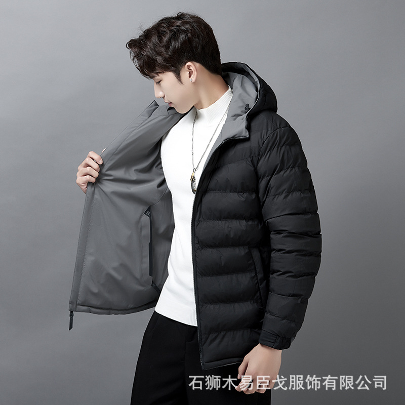 El comercio exterior de algodón acolchado abrigo de los Hombres Nuevo abrigo de invierno desmontable sombrero suelto abajo abrigo de algodón acolchado de doble cara engrosada más tamaño de la capa